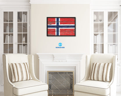 Norway Country Wood Rustic National Flag Wood Framed Print Wall Art Decor Gifts