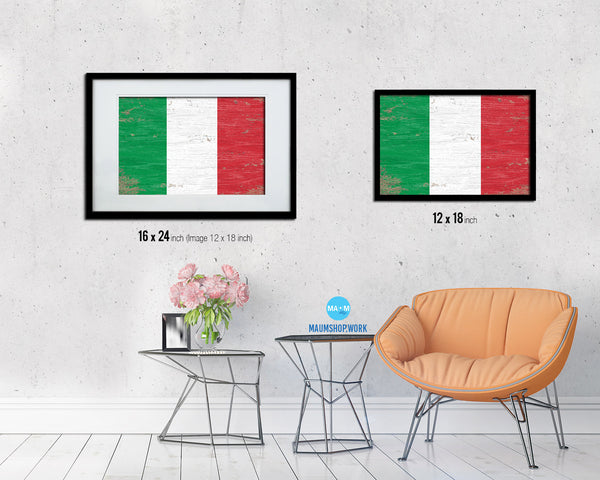 Italy Shabby Chic Country Flag Wood Framed Print Wall Art Decor Gifts