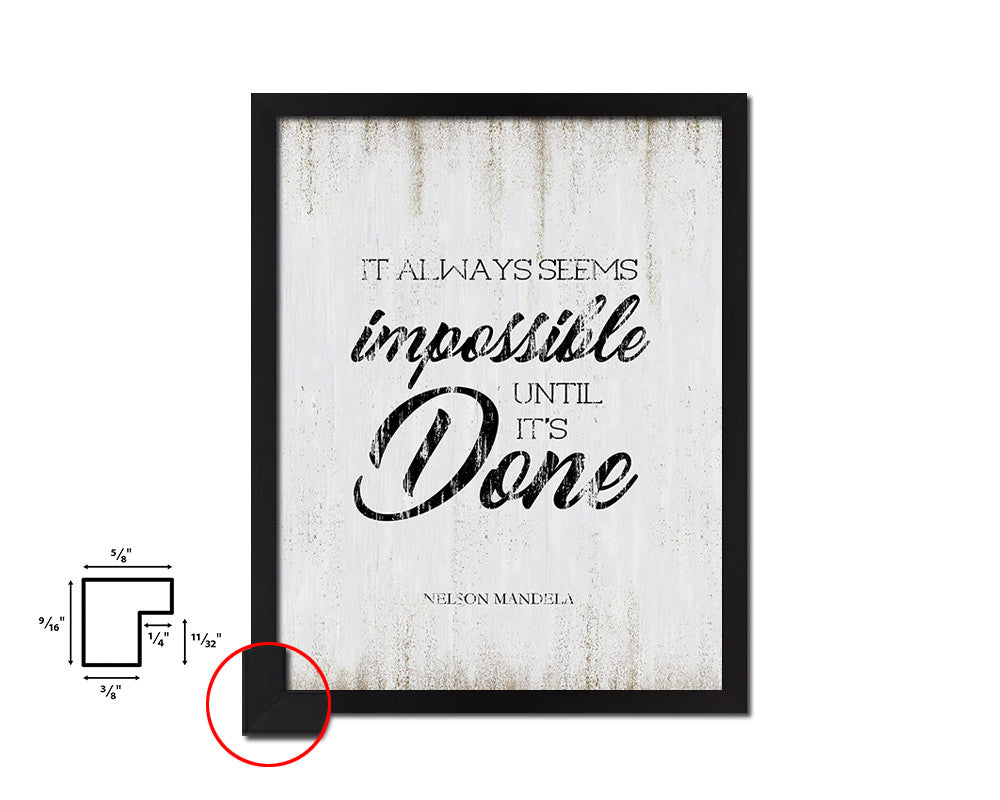 It always seems impossible Quote Wood Framed Print Wall Decor Art