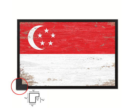 Singapore Shabby Chic Country Flag Wood Framed Print Wall Art Decor Gifts