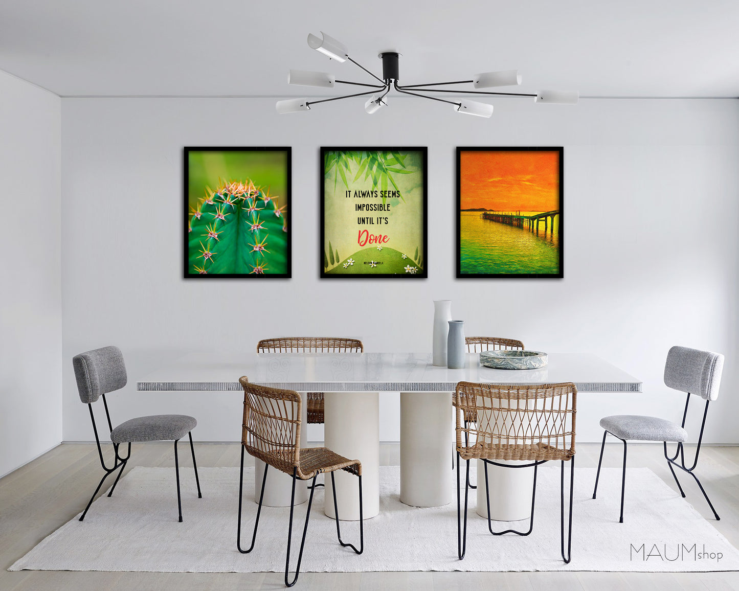 It always seems impossible until it's done, Nelson Mandela Inspirational Quote Frame Print