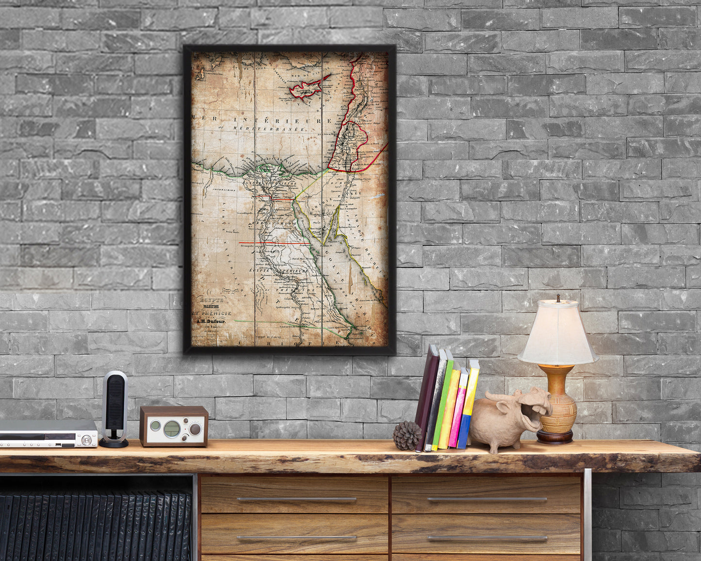 Egypt and Phoenicia Antique Map Wood Framed Print Art Wall Decor Gifts