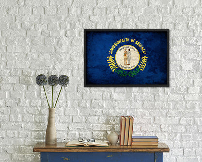Kentucky State Vintage Flag Wood Framed Paper Print Wall Art Decor Gifts