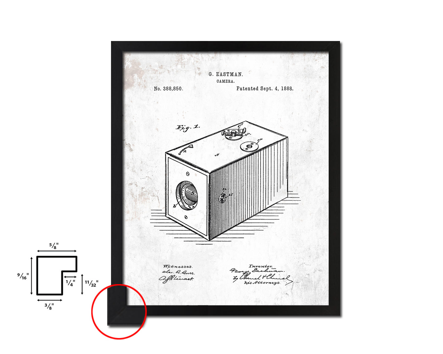 Eastman Photographic Camera Vintage Patent Artwork Black Frame Print Wall Art Decor Gifts