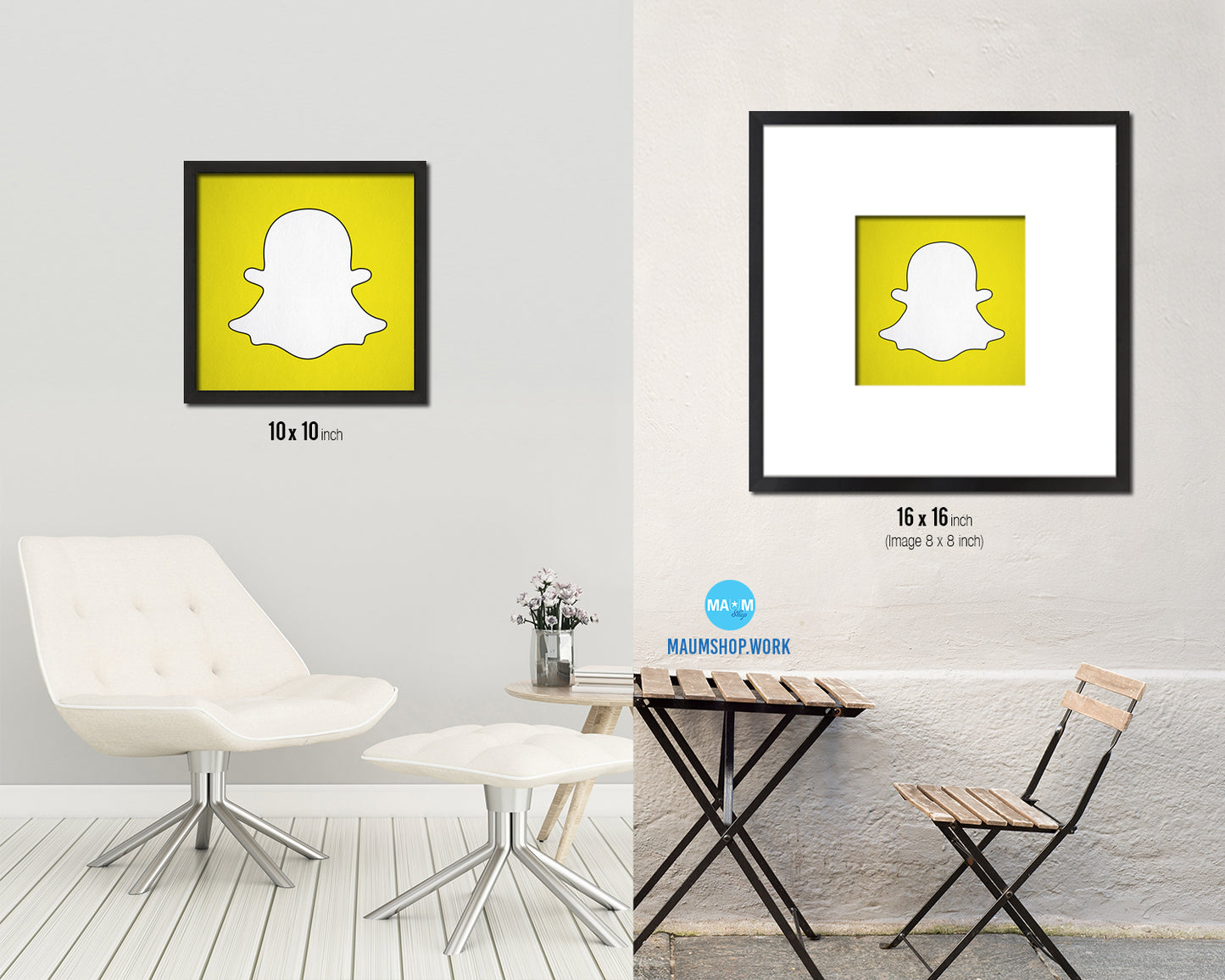 Snapchat Social Media Symbol Icons logo Wood Framed Print Home Decor Wall Art Gifts