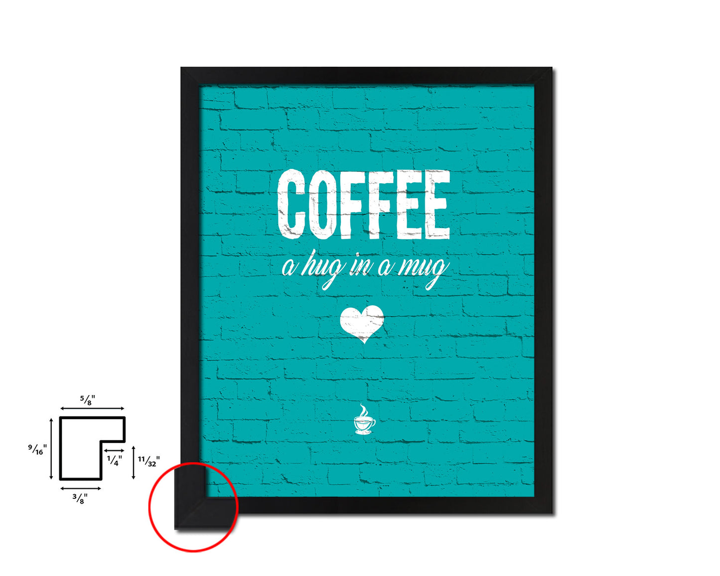 Coffee a hug in a mug Quotes Framed Print Home Decor Wall Art Gifts