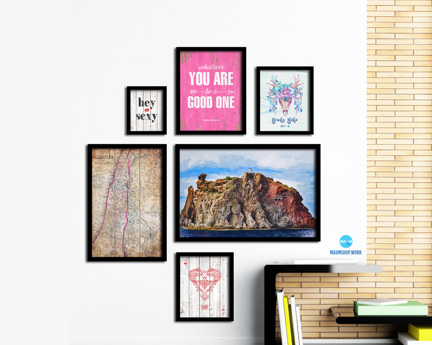 Palestine Israel Jerusalem Antique Map Wood Framed Print Art Wall Decor Gifts