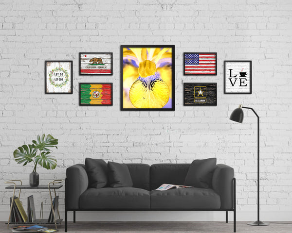 Iris Yellow Flower Wood Framed Paper Print Wall Decor Art Gifts