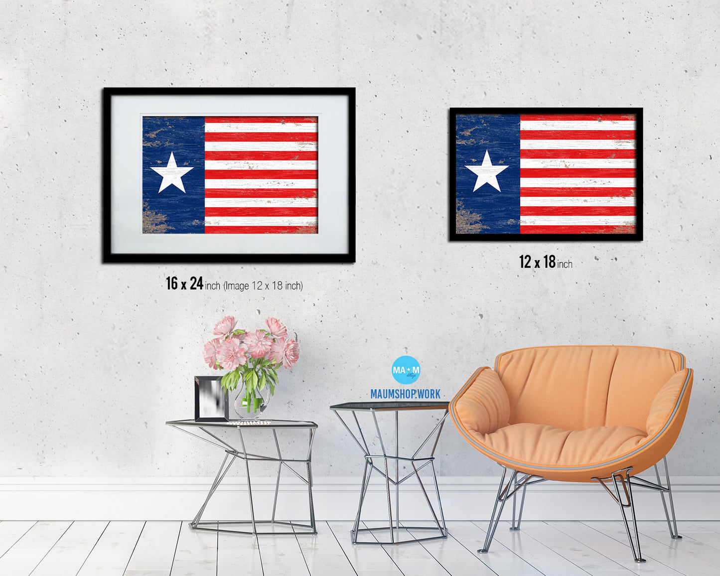 Texas Navy Texan Revolution 1838-1846 Naval Jack Shabby Chic Military Flag Framed Print Art