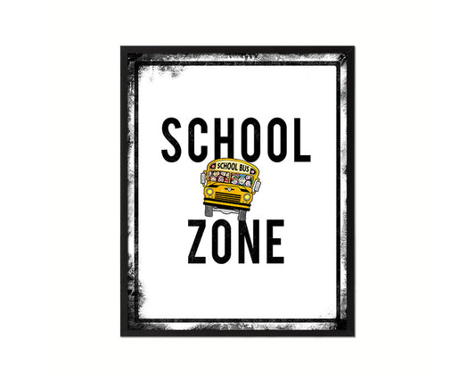School Zone Notice Danger Sign Framed Print Home Decor Wall Art Gifts