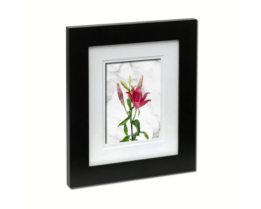 Red Lily Marble Texture Plants Art Wood Framed Print Wall Decor Gifts