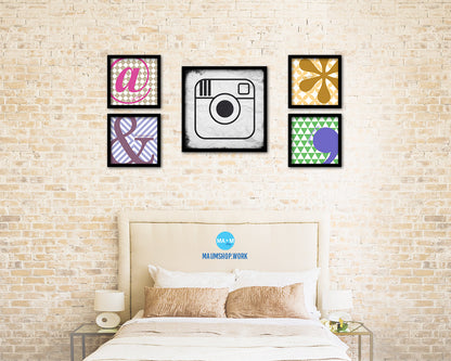 Instagram Social Media Symbol Icons logo Wood Framed Print Home Decor Wall Art Gifts