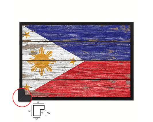 Philippines Country Wood Rustic National Flag Wood Framed Print Wall Art Decor Gifts