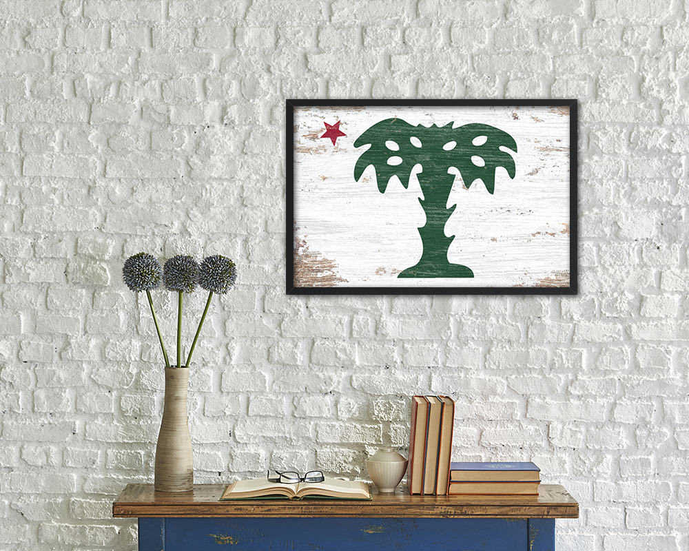 South Carolina Palmetto Guard Shabby Chic Military Flag Framed Print Decor Wall Art Gifts