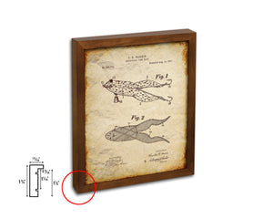 Artificial Fish Frog Bait Fishing Vintage Patent Artwork Walnut Frame Gifts