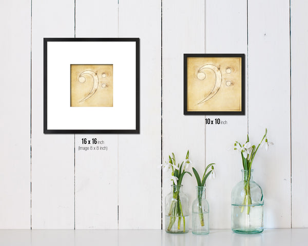 Bass Clef Vintage Musical Symbol Framed Print Orchestra Teacher Gifts Home Wall Decor