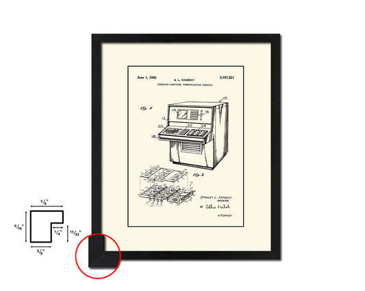 Operator Communication Console Computer Vintage Patent Artwork Black Frame Print Gifts