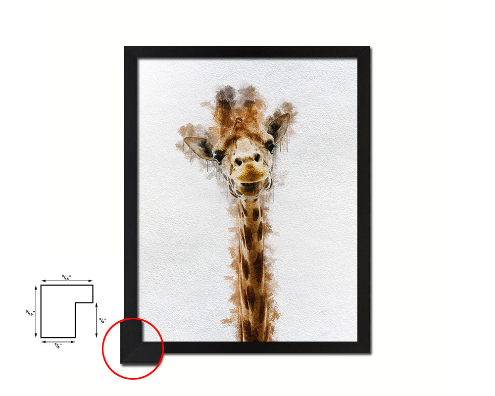 Giraffe Animal Painting Print Framed Art Home Wall Decor Gifts