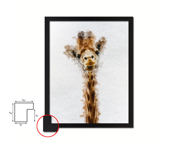 Giraffe Animal Painting Print Framed Art Home Wall Decor Gifts