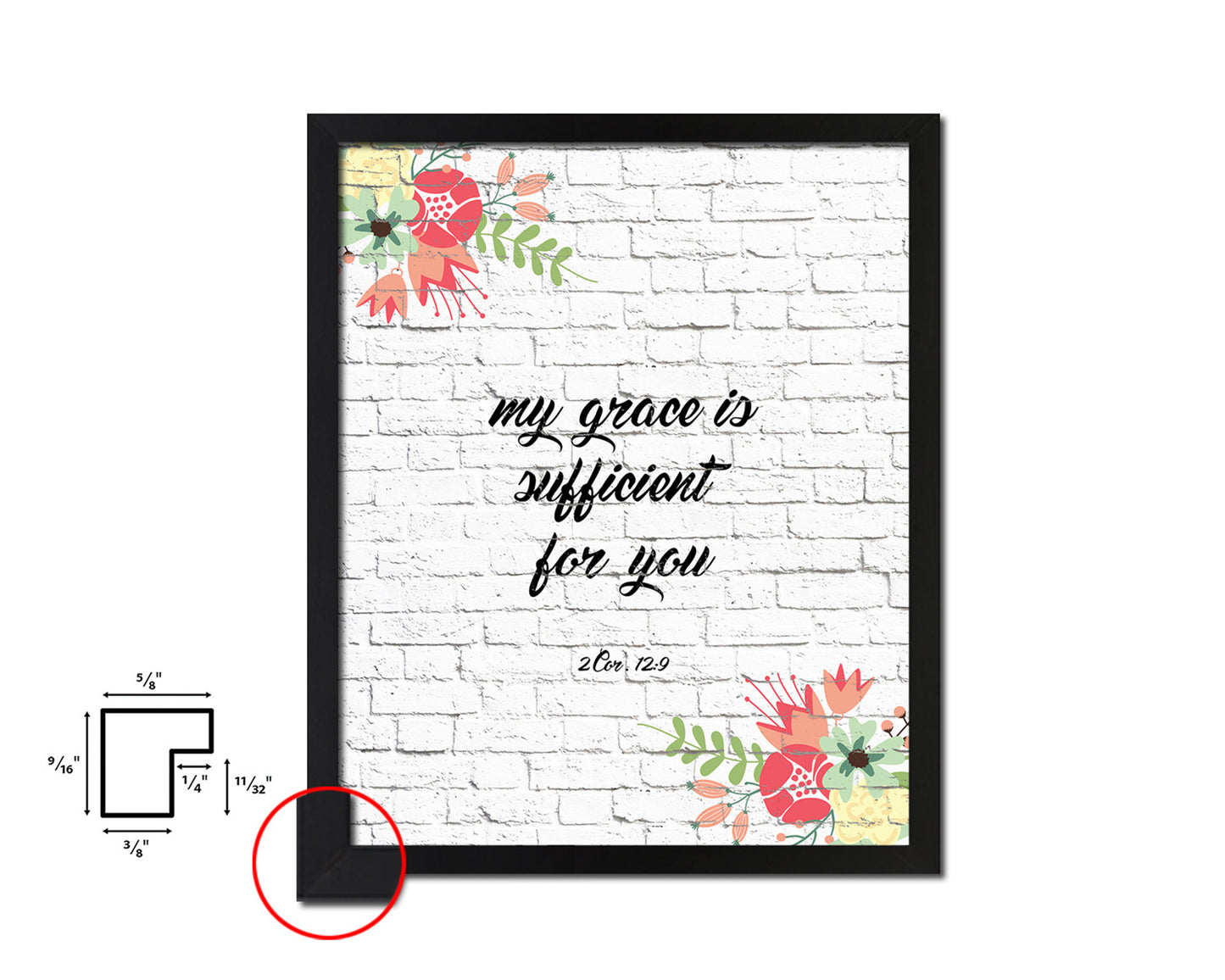 My grace is sufficient for you, 2 Corinthians 12:9 Quote Framed Print Home Decor Wall Art Gifts
