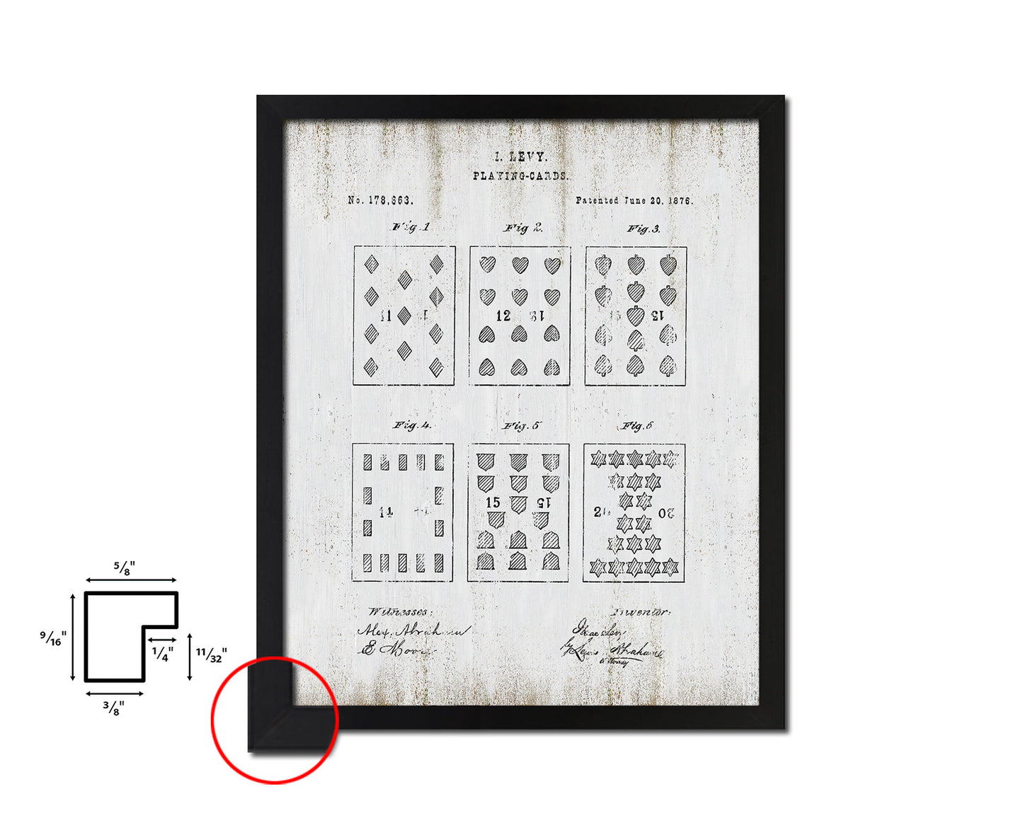Poker Game Playing Card Vintage Patent Artwork Black Frame Print Gifts