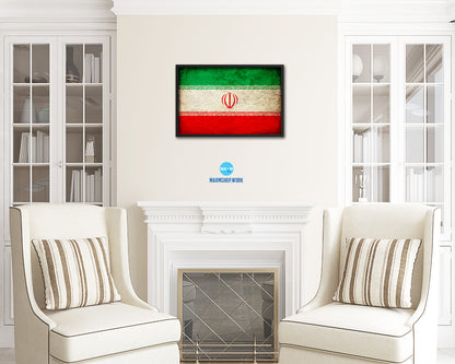 Iran Country Vintage Flag Wood Framed Print Wall Art Decor Gifts
