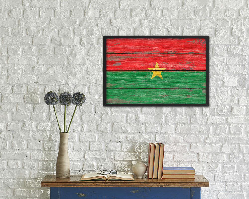 Burkina Faso Country Wood Rustic National Flag Wood Framed Print Wall Art Decor Gifts