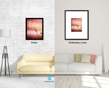 Listen, Acts 13:16 Bible Verse Scripture Framed Print Wall Decor Art Gifts