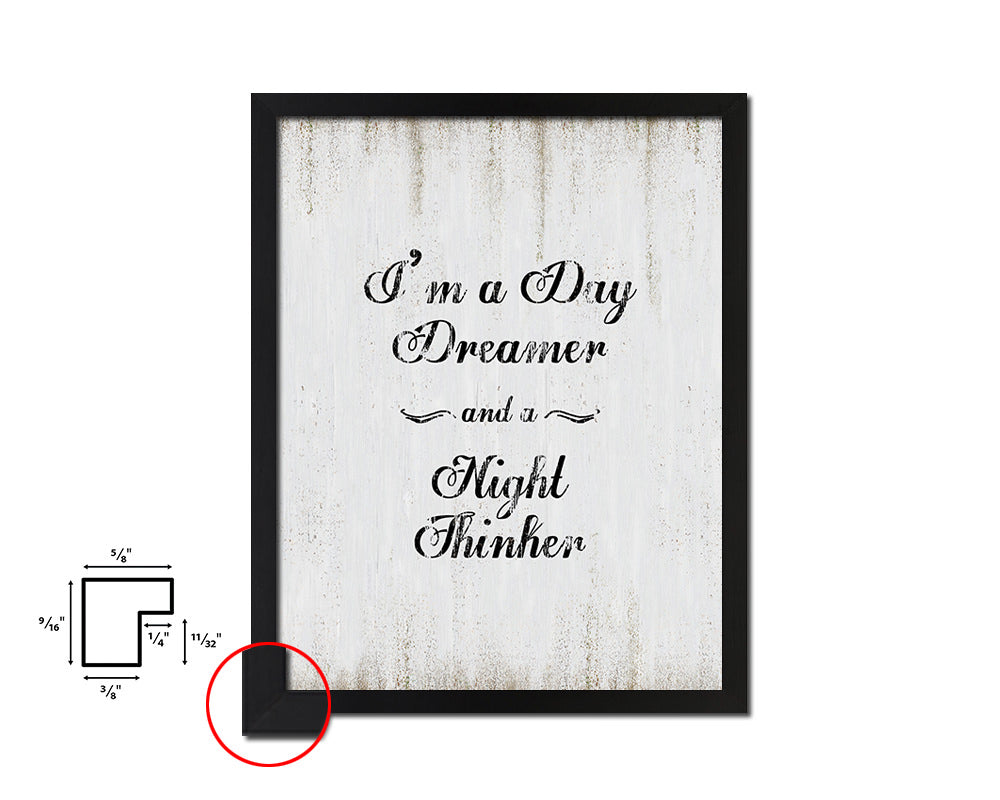 I'm a day dreamer and a night thinker Quote Wood Framed Print Wall Decor Art
