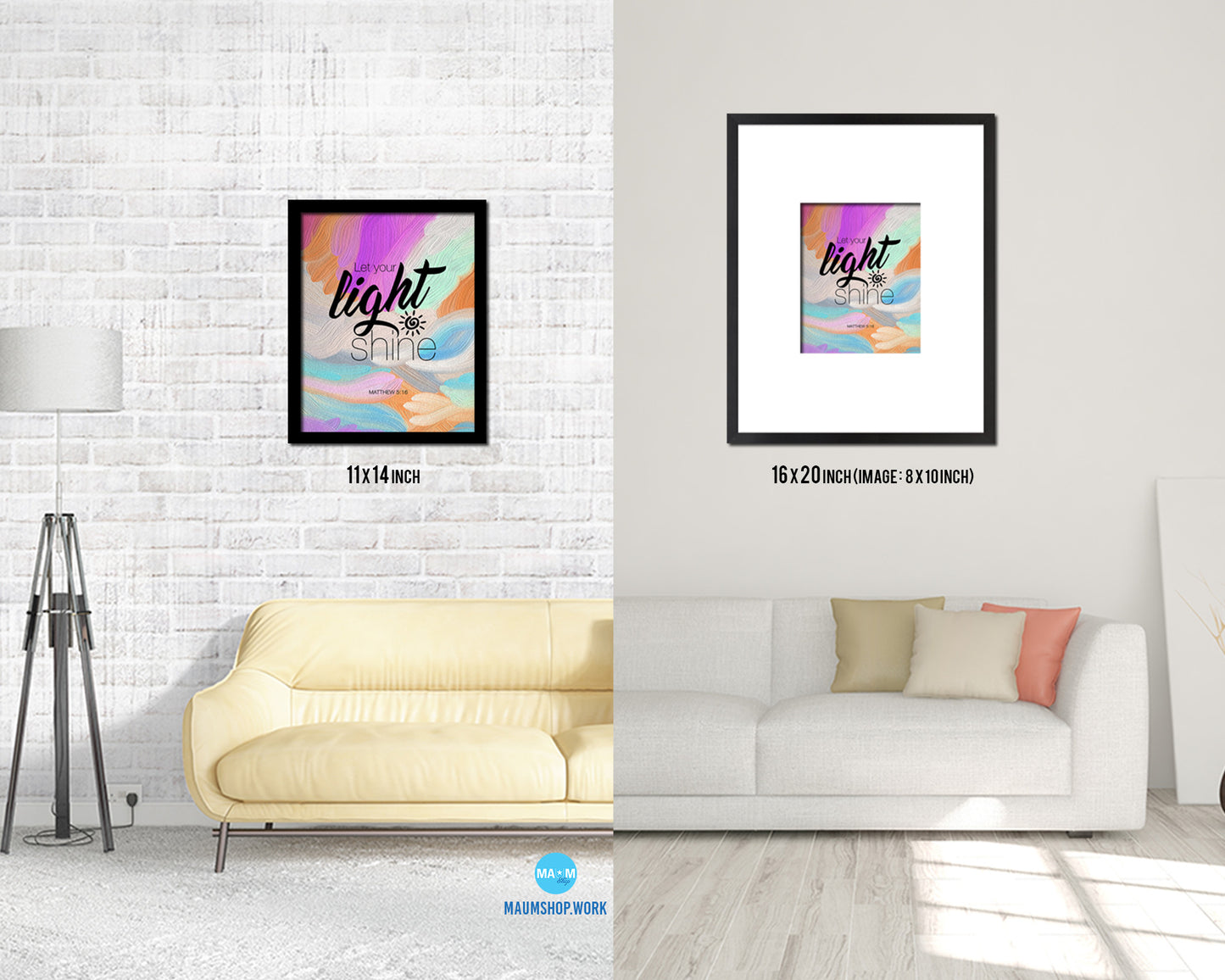 Let your light shine, Matthew 5:16 Bible Verse Scripture Framed Print Wall Decor Art Gifts