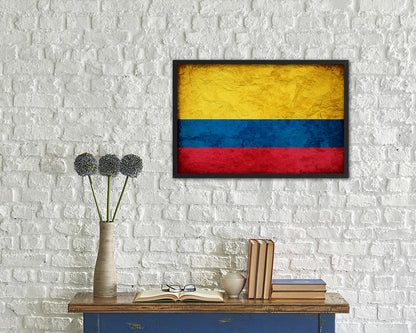 Colombia Country Vintage Flag Wood Framed Print Wall Art Decor Gifts