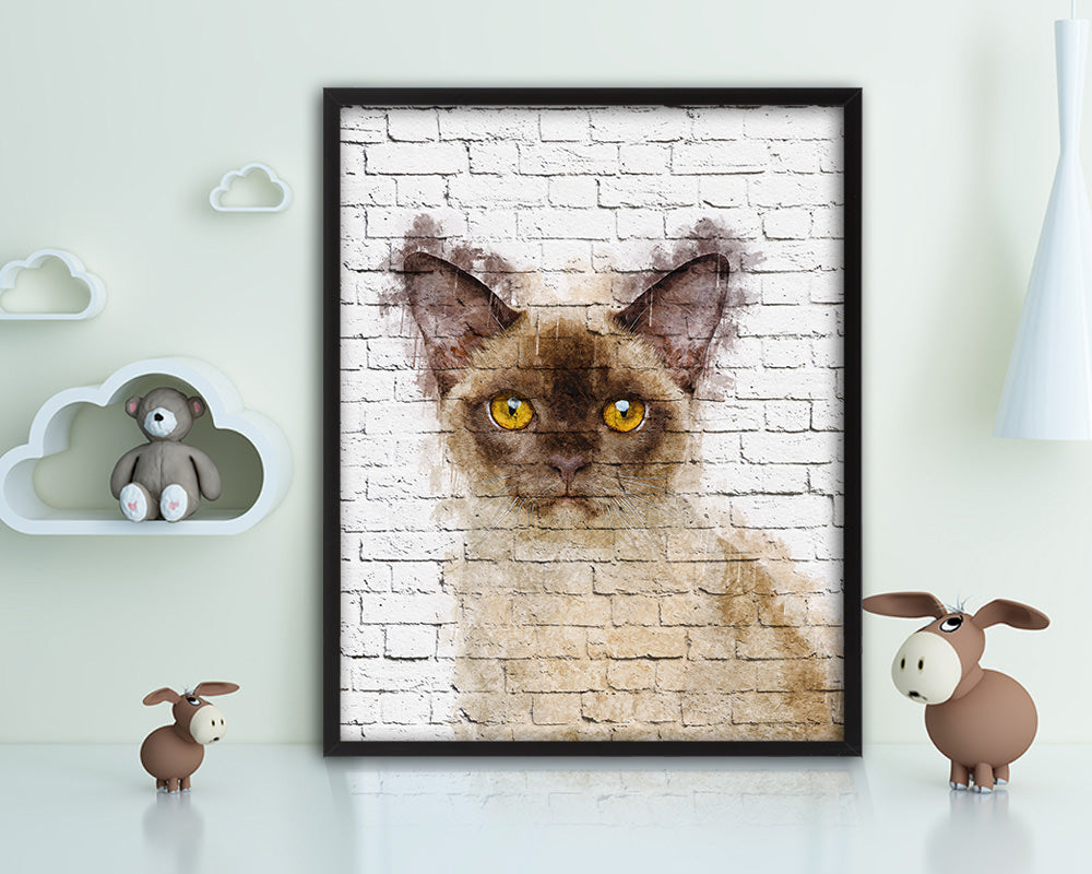 Kitten Cat Kitten Portrait Framed Print Pet Home Decor Custom Watercolor Wall Art Gifts