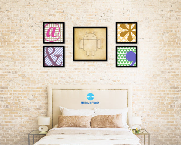 Android Social Media Symbol Icons logo Wood Framed Print Home Decor Wall Art Gifts