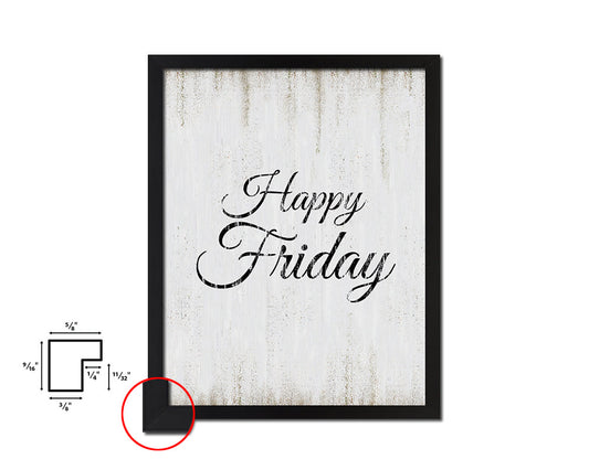 Happy friday Quote Wood Framed Print Wall Decor Art