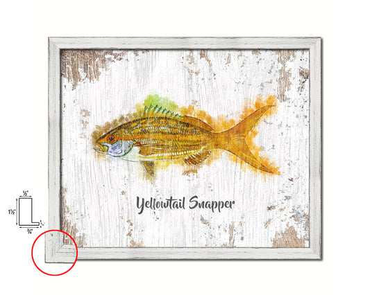 Yellowtail Snapper Fish Framed Prints Modern Restaurant Sushi Bar Watercolor Wall Art Decor