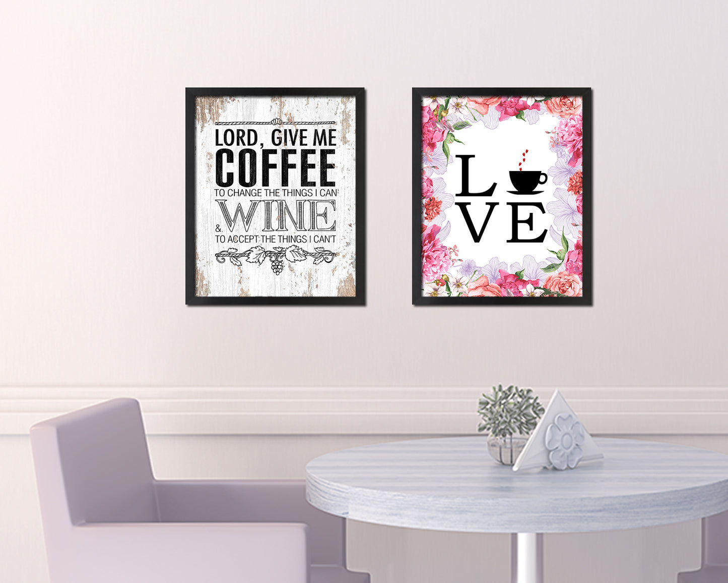 Lord, give me  coffee to  change the things I can Words Wood Framed Print Wall Decor Art Gifts