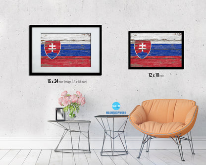 Slovakia Country Wood Rustic National Flag Wood Framed Print Wall Art Decor Gifts