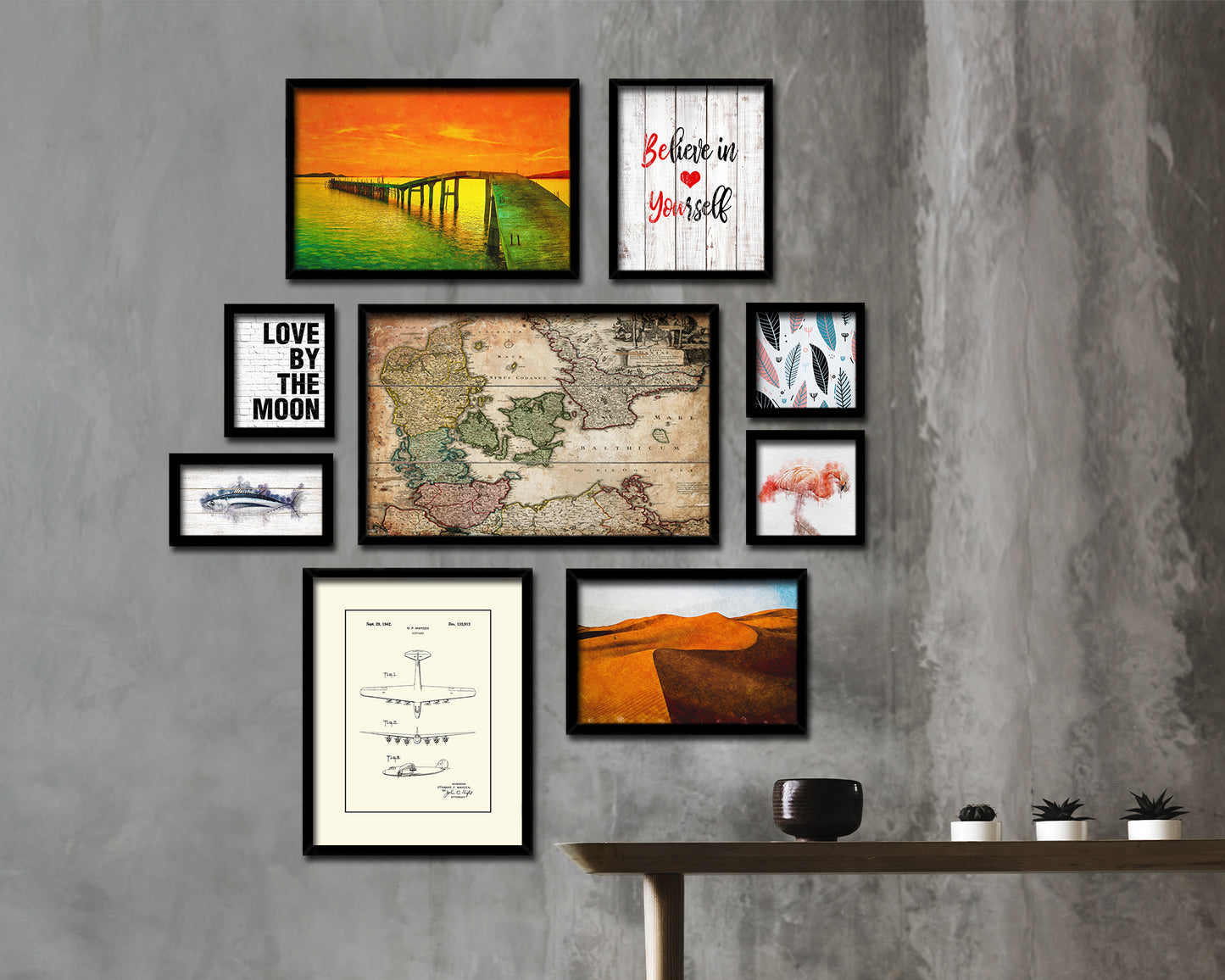 Denmark Centuries Latin Antique Map Framed Print Art Wall Decor Gifts