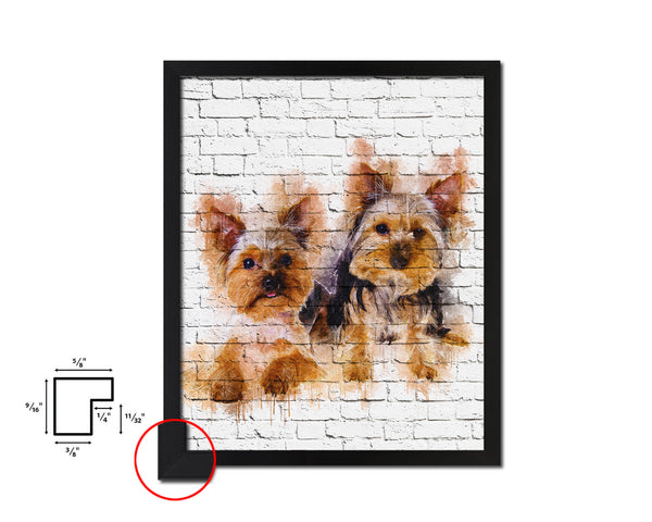Yorkshire Terrier Dog Puppy Portrait Framed Print Pet Watercolor Wall Decor Art Gifts
