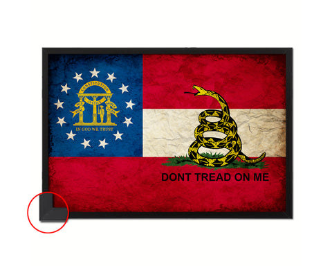 Gadsden Don't Tread On Me Georgia State Vintage Military Flag Framed Print Art