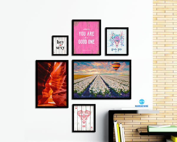 Tulip field of blooming White Landscape Painting Print Art Frame Home Wall Decor Gifts