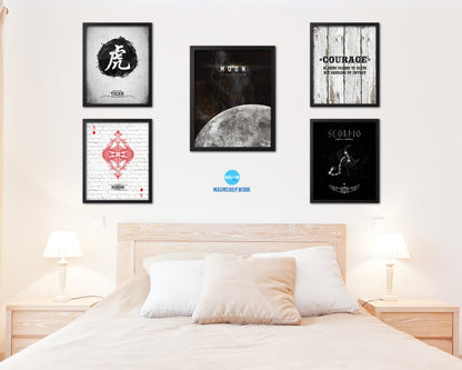 Moon Lunar Phases Length of Year Watercolor  Nursery Framed Prints Home Decor Wall Art Gifts