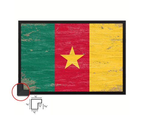 Cameroon Shabby Chic Country Flag Wood Framed Print Wall Art Decor Gifts