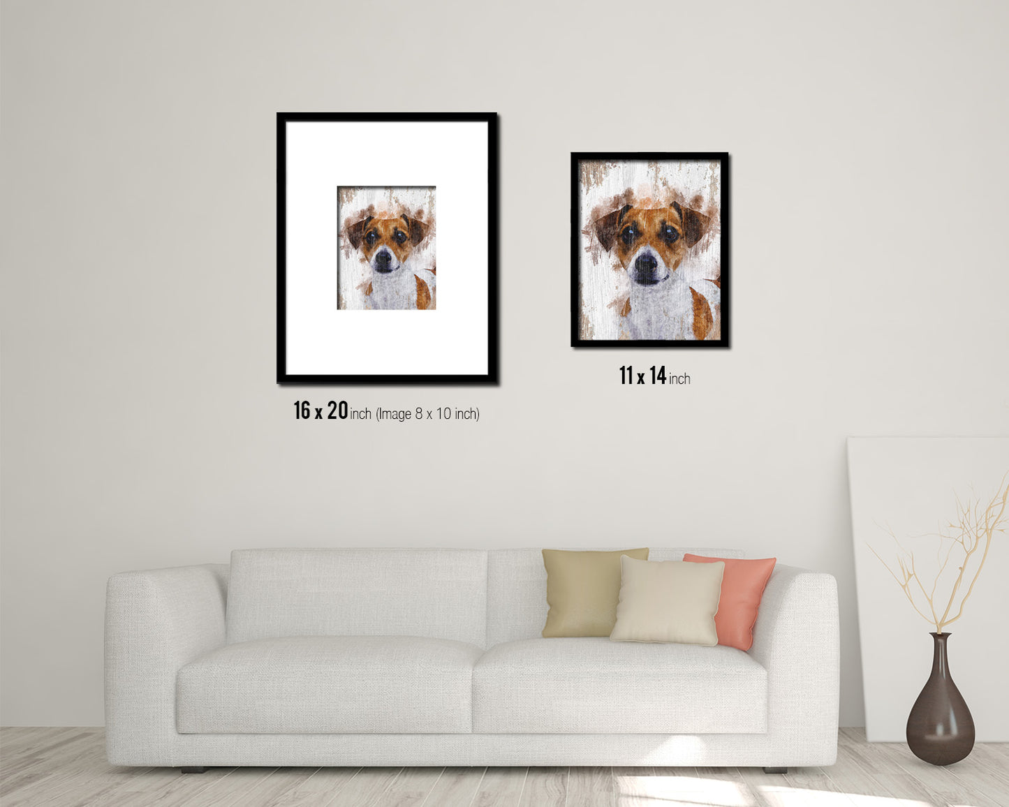 Jack Russell Terrier Dog Puppy Portrait Framed Print Pet Watercolor Wall Decor Art Gifts