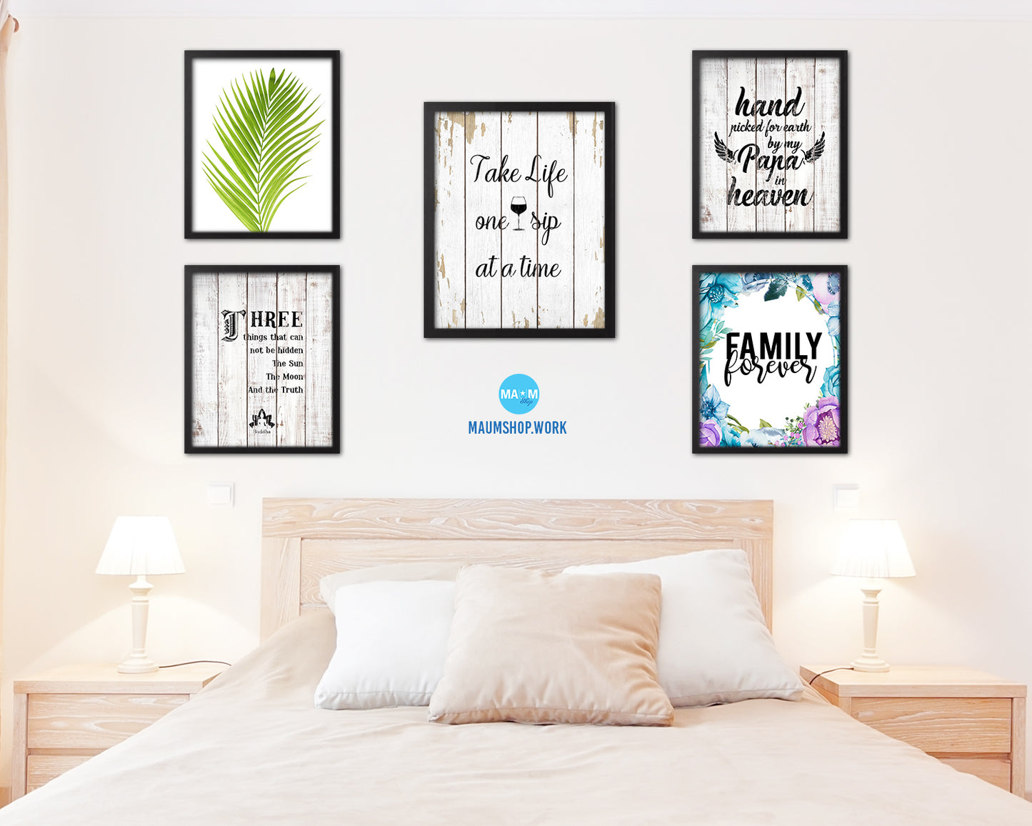 Take life one sip at a time Words Wood Framed Print Wall Decor Art Gifts