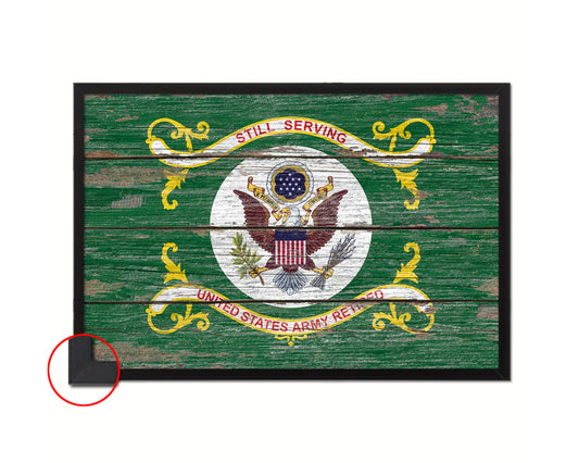 US Army Retired Wood Rustic Flag Wood Framed Print Wall Art Decor Gifts