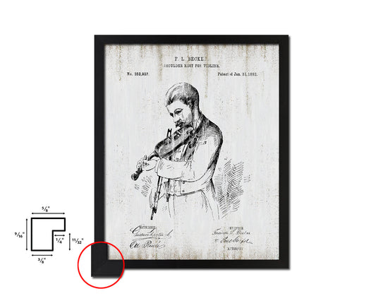 Shoulder Rest for Violins Music Vintage Patent Artwork Black Frame Print Gifts