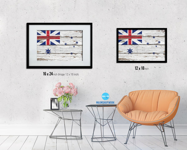 Australian White Ensign City Australia Country Rustic Flag Wood Framed Paper Prints Decor Wall Art Gifts
