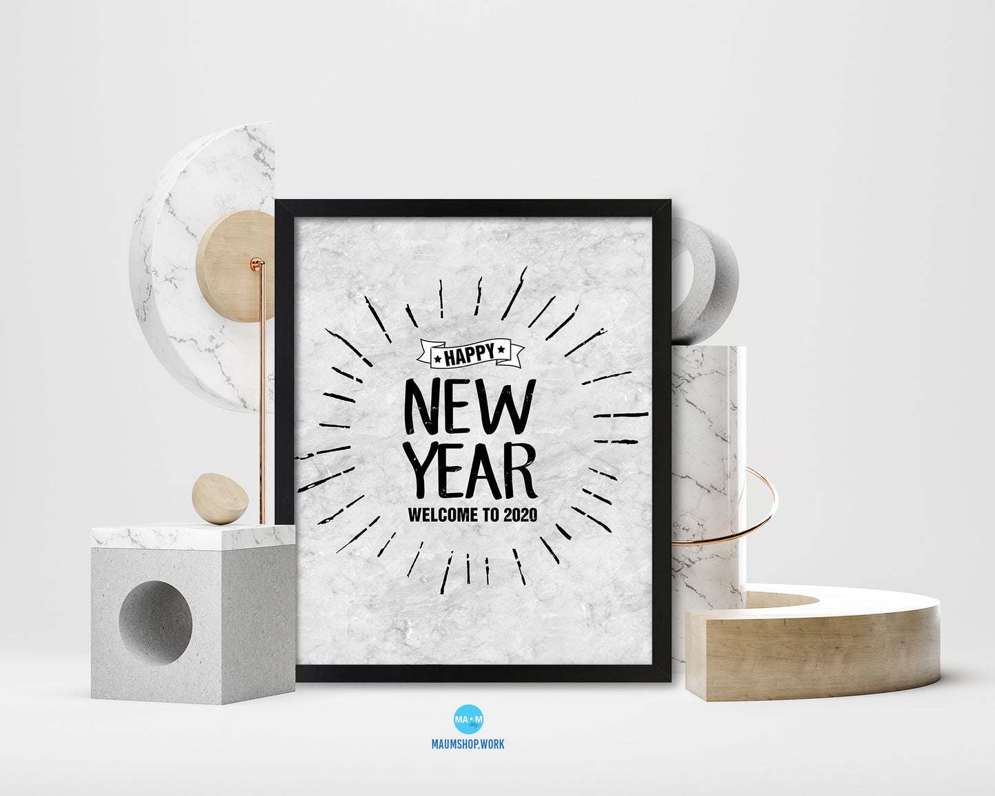 Happy new year welcome to 2020 Quote Framed Print Wall Art Decor Gifts