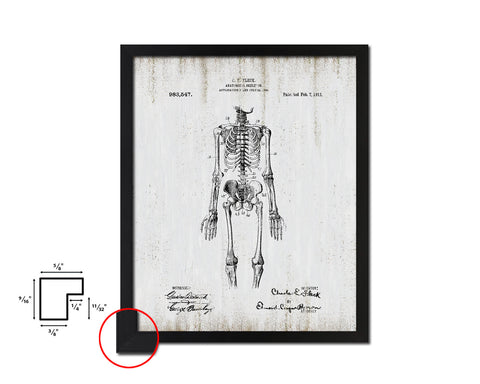 Anatomical Skeleton Doctor Vintage Patent Artwork Black Frame Print Wall Art Decor Gifts